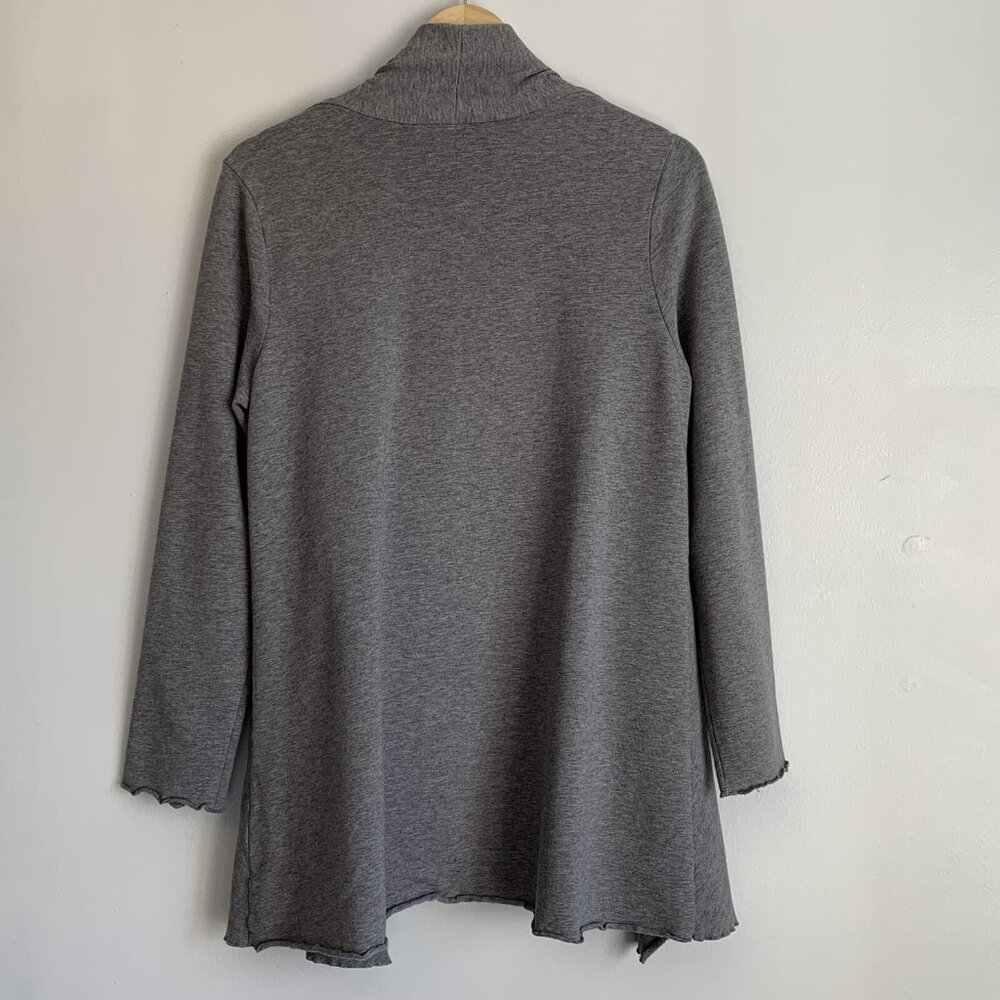 J. Jill Pure Jill Large Petite Gray Stretch French Terry Cardigan Casual Cozy - Picture 7 of 9